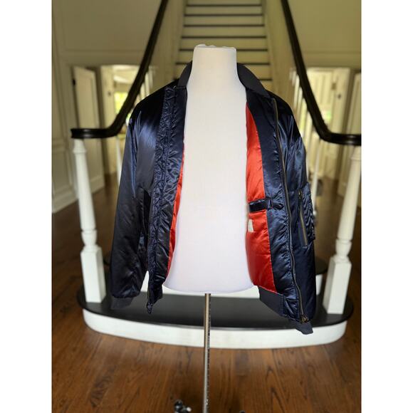 ZARA MAN Blue Satin Bomber Jacket Fall Winter Modern Urban StreetStyle Alt Indie - Picture 6 of 10